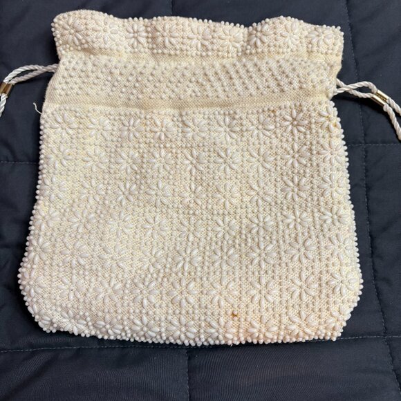 Vintage Reversible 70’s Beaded Drawstring Purse / Sack Boho Hippy Festival Pouch - Picture 7 of 13